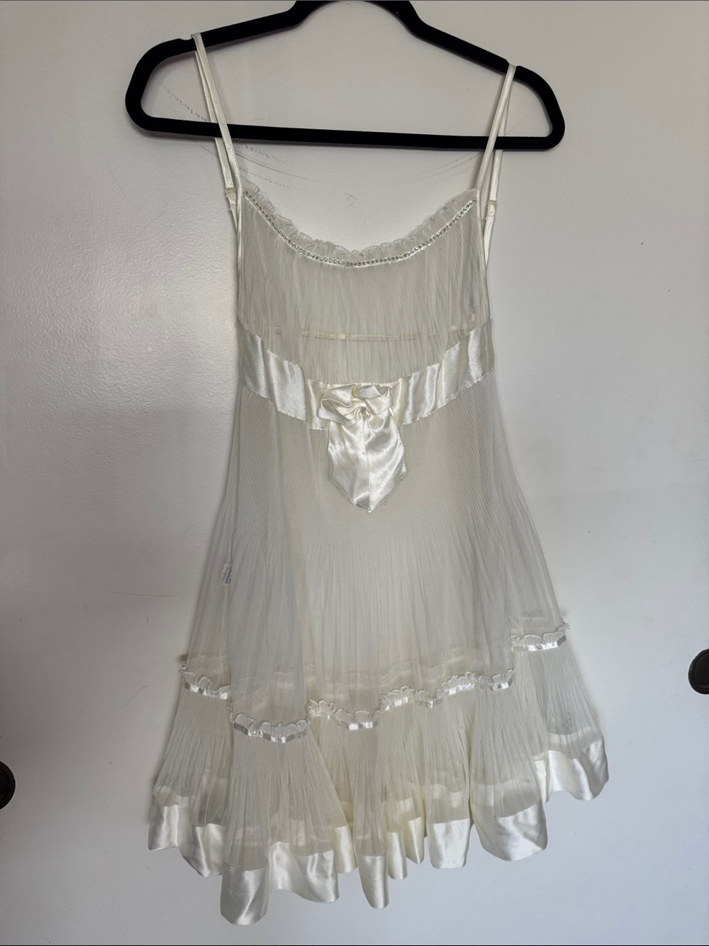 Vintage Two Piece Sheer Ivory Satin Lingerie Set